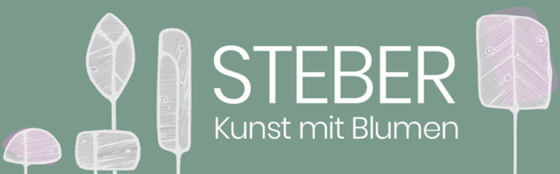 Logo von Blumen Steber mit dem Schriftzug Kunst mit Blumen